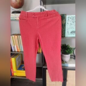 Windowpane Jewel Button Essential Slim Ankle Pant